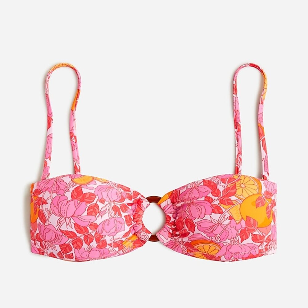 NWT 3x J Crew Bikini Top Pink and Orange Floral Swimsuit J. Crew Pink Limone